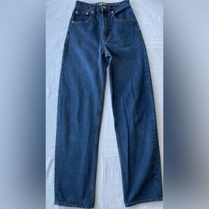 FRAME Long Barrel Straight Dark Wash High Rise Jeans Size 25 EUC